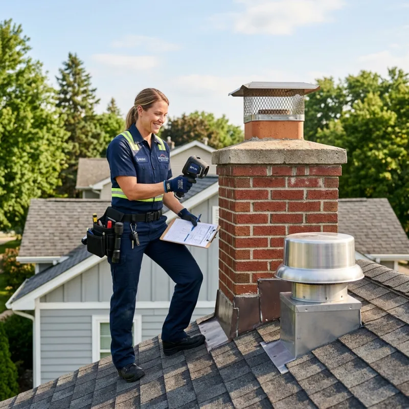 Technician inspecting a Dingley Village roof cavity and ductwork for a dead bird