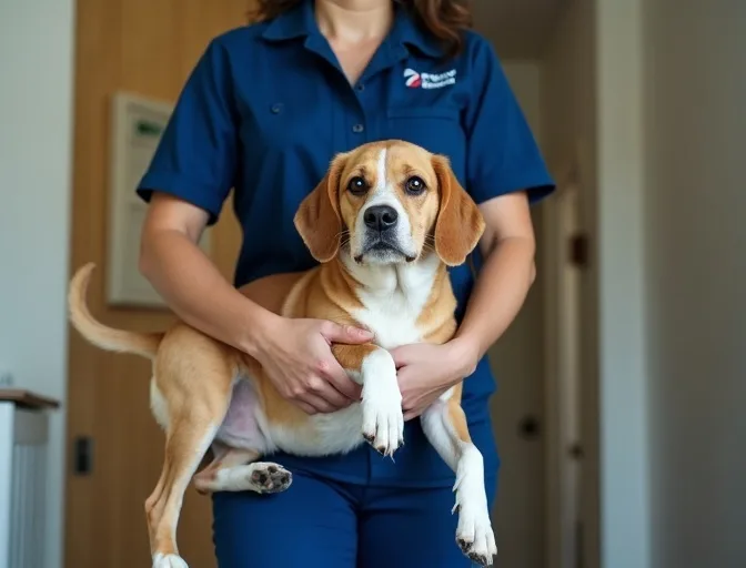 Technician respectfully transporting a deceased dog in Dingley Village